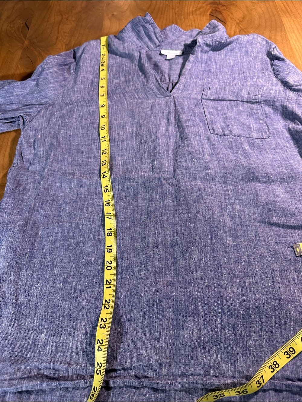 J. Jill Love Linen Blue Chambray Popover Tunic Top Medium - Picture 6 of 9